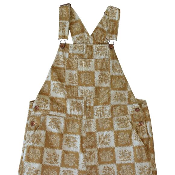 Brixton Brown Floral Checkered Overalls – Size Medium - Picture 2 of 5